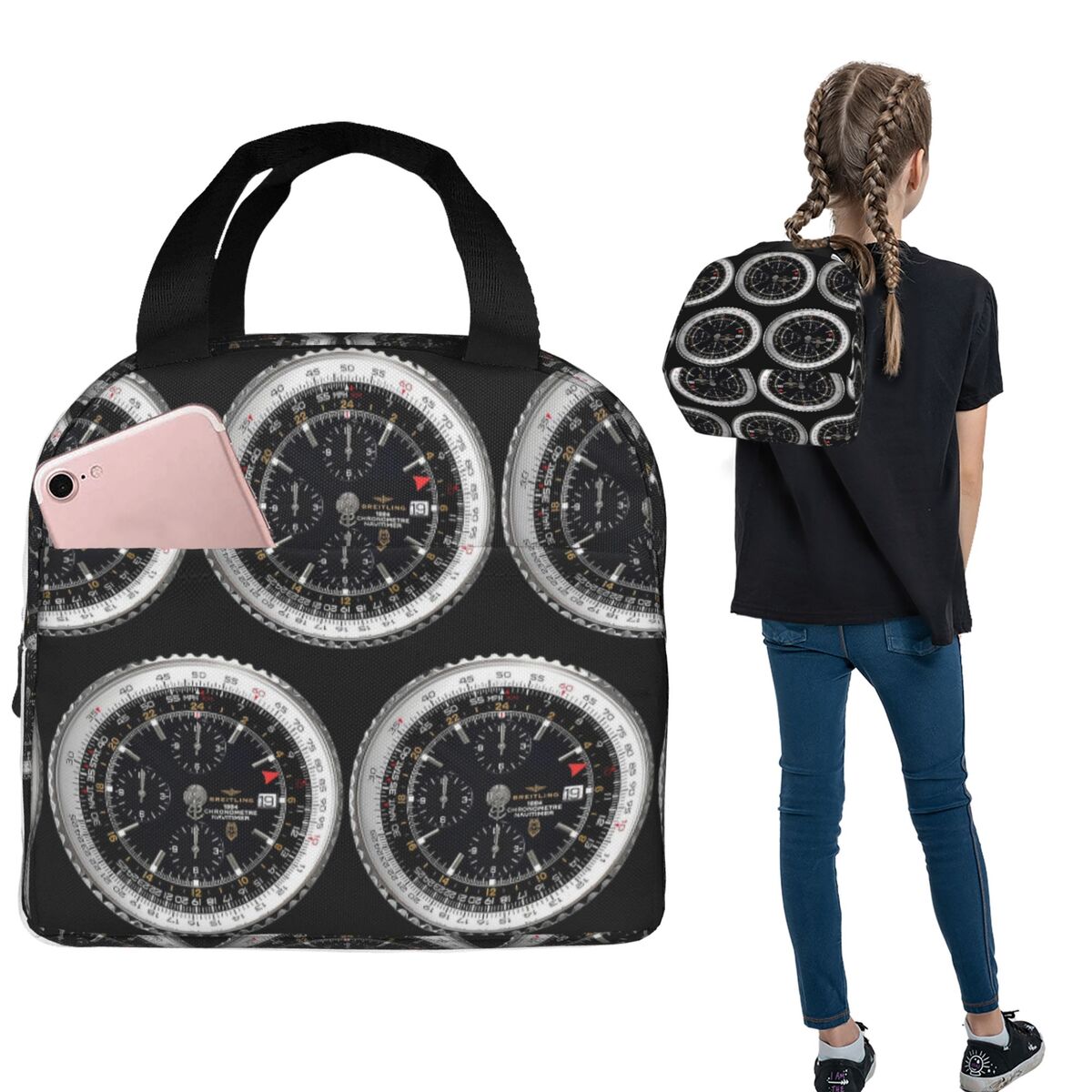 Luxury Bags For Kids - Luxuriöse isolierte Lunchtasche mit Uhrenmotiv für